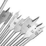 10pcs Wood Flat Drill Bit Set 6-32mm with 12 Inch Extension Shank and Hex Wrench for Woodworking