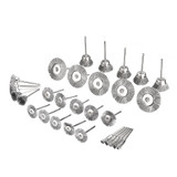 30pcs Stainless Steel Wire Brush Set Cleaner Polishing Brushes Cup Wheel For Dremel Rotary Tool