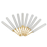 Drillpro DB-P5 10pcs 1/8 Inch 3.175mm Shank 1.3mm Titanium Coated Drill Bits PCB Engraving Tool