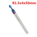 Drillpro R0.5-R3 2 Flutes Tungsten Carbide End Mill HRC65 NACO Coated Ball Nose Milling Cutter