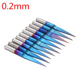 Drillpro 10pcs 0.1/0.2/0.3/0.4mm 10 Degree Flat Bottom PCB Engraving Bit Blue NANO Coated Carbide CNC Router Tool