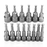 14pcs 6-19mm 1/4 Inch Hex Shank Socket Magnetic Nut Driver Set Drill Bit Adapter