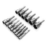 14pcs 6-19mm 1/4 Inch Hex Shank Socket Magnetic Nut Driver Set Drill Bit Adapter