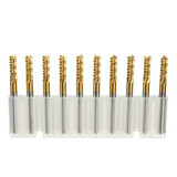 Drillpro DB-M6 10pcs 3.175mm Titanium Coated Carbide End Mill Engraving Bits For CNC Rotary Burrs