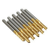 Drillpro DB-M6 10pcs 3.175mm Titanium Coated Carbide End Mill Engraving Bits For CNC Rotary Burrs