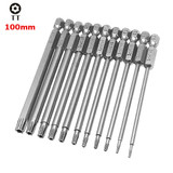 Broppe 11pcs T6-T40 100mm Magnetic Torx Screwdriver Bits 1/4 Inch Hex Shank