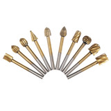 Drillpro 20Pcs Titanium Coated Rotary File Cutters HSS Mini Burr Wood Working Milling Carving Rasp Drill Bits
