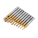 Drillpro 10pcs Titanium Coating 1.5-6.0mm HSS 4 Flute End Mill Cutter 6mm Shank CNC Drill Bits