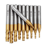 Drillpro 10pcs Titanium Coating 1.5-6.0mm HSS 4 Flute End Mill Cutter 6mm Shank CNC Drill Bits