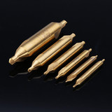 Drillpro 6pcs 1/1.5/2/2.5/3/5mm Center Drills 60 Degree HSS Titanium Coated Countersink Drill Bit