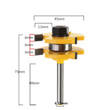Drillpro RB22 2Pcs Tongue & Groove Router Bit Set 1/4 Inch Shank 3 Teeth T-shape Wood Milling Cutter