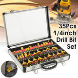 35pcs 1/4 Inch Router Bit Set Tungsten Carbide Woodworking Cutter Rotary Tool