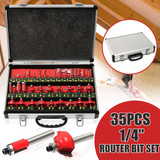 35pcs 1/4 Inch Shank Tungsten Carbide Tip Router Bit Set Wood Working Tool