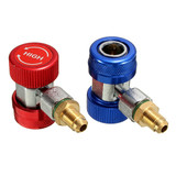 A/C R134a Low/High Quick Connect Adapter Coupler 90-degree Air-Conditioning Extractor Valve Core