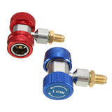 A/C R134a Low/High Quick Connect Adapter Coupler 90-degree Air-Conditioning Extractor Valve Core