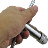 Drillpro T Handle Ratchet Tap Wrench with 5pcs M3-M8 Machine Screw Thread Metric Plug Tap