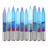 Drillpro 10pcs 0.1-1.5mm 30 Degree PCB Engraving Bit Blue Nano Coated Carbide CNC Flat Bottom Engraving Bit Router Tool