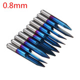 Drillpro 10pcs 0.1-1.5mm 30 Degree PCB Engraving Bit Blue Nano Coated Carbide CNC Flat Bottom Engraving Bit Router Tool