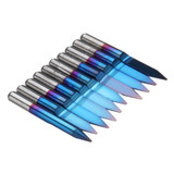 Drillpro 10pcs 0.1-1.5mm 30 Degree PCB Engraving Bit Blue Nano Coated Carbide CNC Flat Bottom Engraving Bit Router Tool