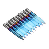Drillpro 10pcs 0.1-1.5mm 30 Degree PCB Engraving Bit Blue Nano Coated Carbide CNC Flat Bottom Engraving Bit Router Tool