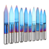 Drillpro 10pcs 0.1-1.5mm 30 Degree PCB Engraving Bit Blue Nano Coated Carbide CNC Flat Bottom Engraving Bit Router Tool