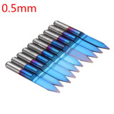 Drillpro 10pcs 0.1-1.5mm 30 Degree PCB Engraving Bit Blue Nano Coated Carbide CNC Flat Bottom Engraving Bit Router Tool
