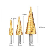 3pcs 4-12/4-20/4-32mm HSS Titanium Coated Step Drill Bit Triangle Shank Step Drill