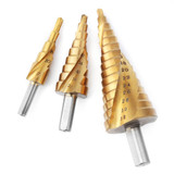 3pcs 4-12/4-20/4-32mm HSS Titanium Coated Step Drill Bit Triangle Shank Step Drill