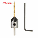 3-10mm HSS 5 Flute Countersink Drill Bit Set Carpentry Reamer Woodworking Chamfer Drill Bit