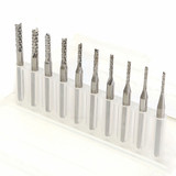 Drillpro DB-M3 10pcs 1.3mm-3.175mm Carbide End Mill Engraving Bits for CNC PCB Rotary Burrs