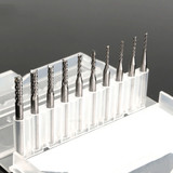 Drillpro DB-M3 10pcs 1.3mm-3.175mm Carbide End Mill Engraving Bits for CNC PCB Rotary Burrs