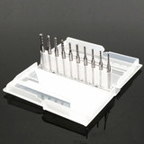 Drillpro DB-M3 10pcs 1.3mm-3.175mm Carbide End Mill Engraving Bits for CNC PCB Rotary Burrs