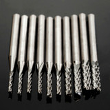 Drillpro DB-M3 10pcs 1.3mm-3.175mm Carbide End Mill Engraving Bits for CNC PCB Rotary Burrs