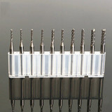 Drillpro DB-M3 10pcs 1.3mm-3.175mm Carbide End Mill Engraving Bits for CNC PCB Rotary Burrs