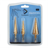 Doersupp 3Pcs 3-12m/4-12mm/4-20mm Step Drill Bits Titanium Coated Step Drill Bits Set Doersupp 3Pcs 3-12m/4-12mm/4-20mm Step Drill Bits Titanium Coated Step Drill Bits Set