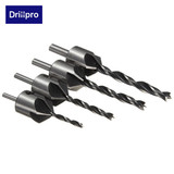 Drillpro DB-C3 4pcs 5 Flute Countersink Drill Bits Reamer Woodworking Chamfer 3mm-6mm
