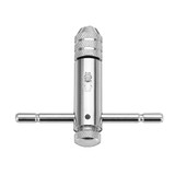 Drillpro T Handle Ratchet Tap Wrench with 5pcs Titanium Coated M3-M8 Screw Tap Thread Plug Tap