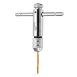 Drillpro T Handle Ratchet Tap Wrench with 5pcs Titanium Coated M3-M8 Screw Tap Thread Plug Tap
