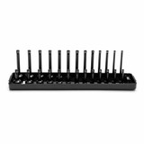 6psc 1/4 1/2 3/8 Inch SAE and Metric Socket Organizer Rail Trays Shelf Black and Red Kit