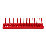 6psc 1/4 1/2 3/8 Inch SAE and Metric Socket Organizer Rail Trays Shelf Black and Red Kit