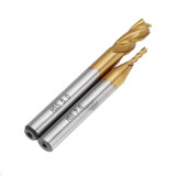 Drillpro 6pcs 2-6mm Titanium Coating HSS 4 Flute End Mill Cutter 6mm Shank CNC Drill Bit Set