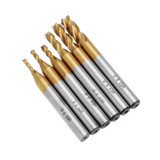 Drillpro 6pcs 2-6mm Titanium Coating HSS 4 Flute End Mill Cutter 6mm Shank CNC Drill Bit Set