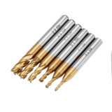 Drillpro 6pcs 2-6mm Titanium Coating HSS 4 Flute End Mill Cutter 6mm Shank CNC Drill Bit Set