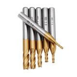 Drillpro 6pcs 2-6mm Titanium Coating HSS 4 Flute End Mill Cutter 6mm Shank CNC Drill Bit Set