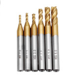 Drillpro 6pcs 2-6mm Titanium Coating HSS 4 Flute End Mill Cutter 6mm Shank CNC Drill Bit Set