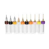 Drillpro 10pcs Titanium Coated Tungsten Carbide Micro PCB Drill Bits Set for PCB Circuit Board