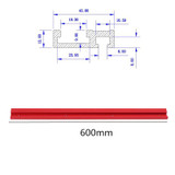 Machifit 600mm Red Aluminum Alloy T-track Woodworking 45x12.8mm T-slot Miter Track