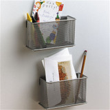 Wire Mesh Magnetic Storage Basket Tray Metal Desk Storage Organizer For Refrigerator Whiteboard