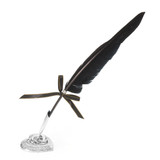 Vintage Black Goose Feather Quill Pen Metal Nibs Dip Writing Ink Set Collectable