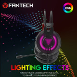 FANTECH HG20 RGB Light PS4 Gaming Headphone Volume Control Earphone for PC Computer Xbox with Noise Canceling Mic (Black)